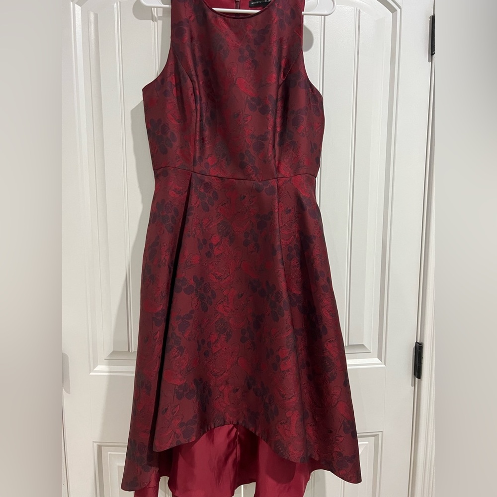 High-Low White House Black Market burgundy dress with pockets